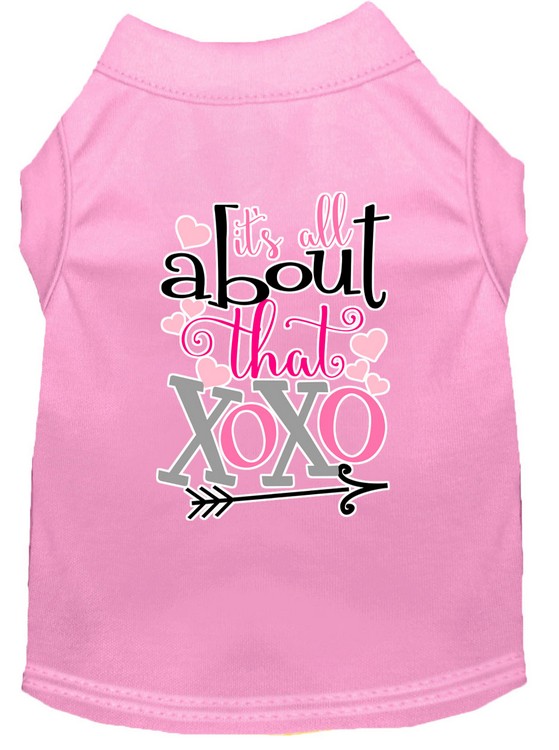 All about that XOXO Screen Print Dog Shirt Light Pink Sm